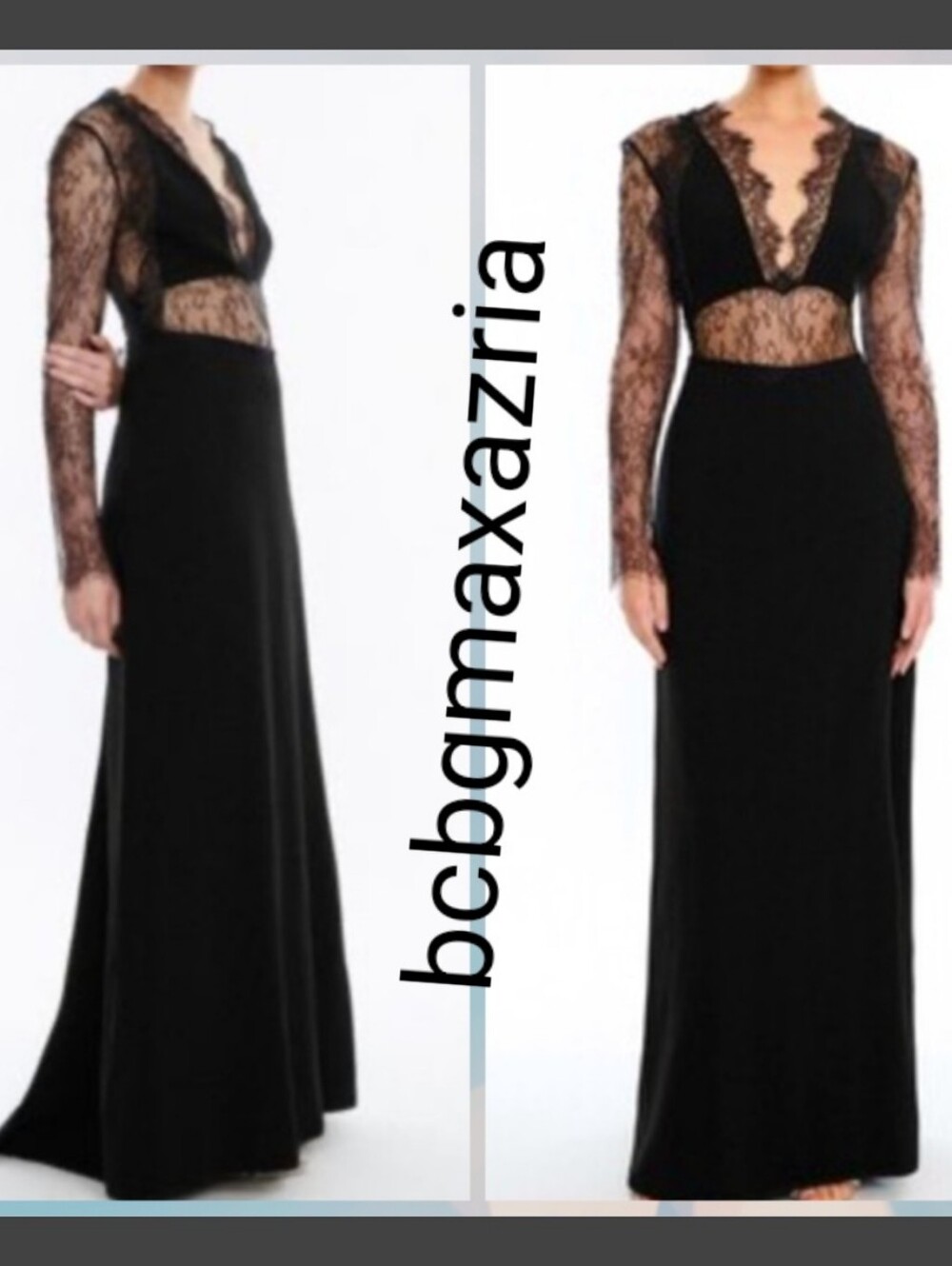 New BCBG MAXAZRIA Black   Maxi   Lace Sheer Dress MSRP $580